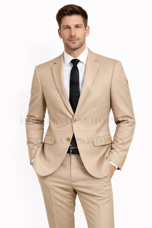                           Newsmen elasztikus slim öltöny - Drapp Öltöny, mellény